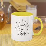 Copa de Feliz Sunshine Modern Moda Cute Mug<br><div class="desc">Moderno, elegante, divertido tazón de café que dice "Copa de Feliz" en la tipografía moderna con un caprichoso ilustracion solar en la taza de café de dos tonos. Esta taza moderna y elegante es perfecta para todo aquel que esté buscando una manera de empezar el día a pie derecho. La...</div>