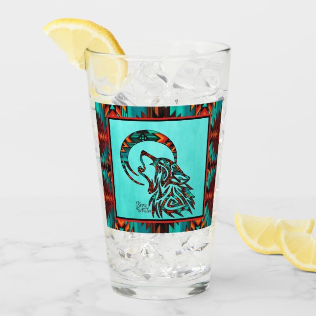 Copa de Glass Tribal Wolf del Suroeste (Anverso (hielo))