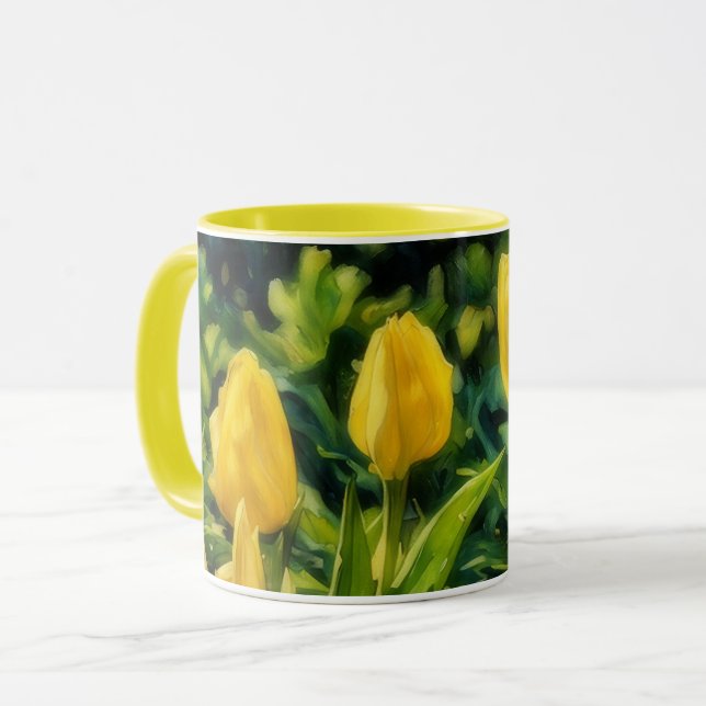 Copa de Mug de Arte Floral de Tulipanes Amarillos (Anverso izquierdo)
