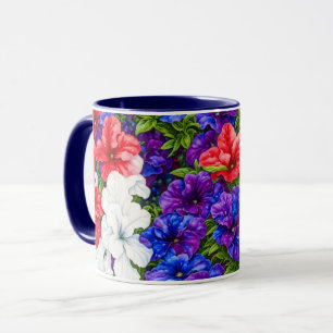 Copa de Mug de Petunia de color Blanco y Azul