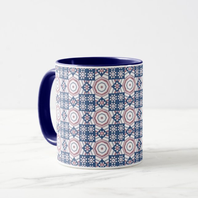 Copa de Mug del Patrón de Arte Viejo de Star Quilt (Anverso izquierdo)