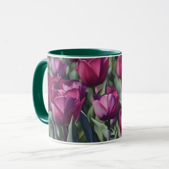 Copa de Mug Jardín de Tulipanes Morados (Anverso izquierdo)
