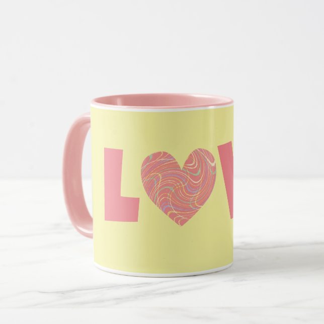 Copa de Mug Rosa de Amor al Corazón Estilo Retro (Anverso izquierdo)