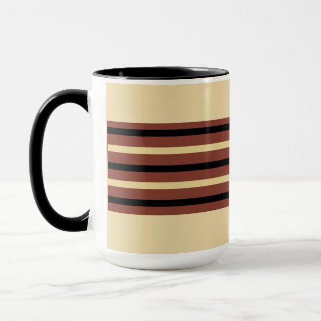Copa de tazas de café beige, marrón y negro a raya (Izquierda)