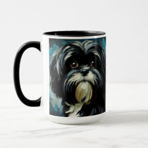 Copa de tazas de café de perro chií negro Tzu