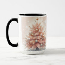 Copa de tazas de café rosa de árbol de Navidad