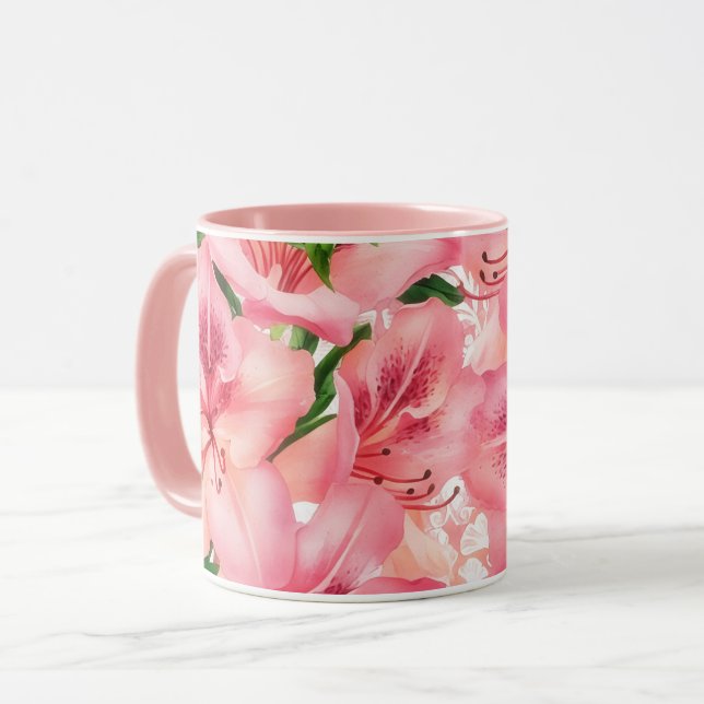 Copa de tazas rosadas con flores de lirio estilo v (Anverso izquierdo)