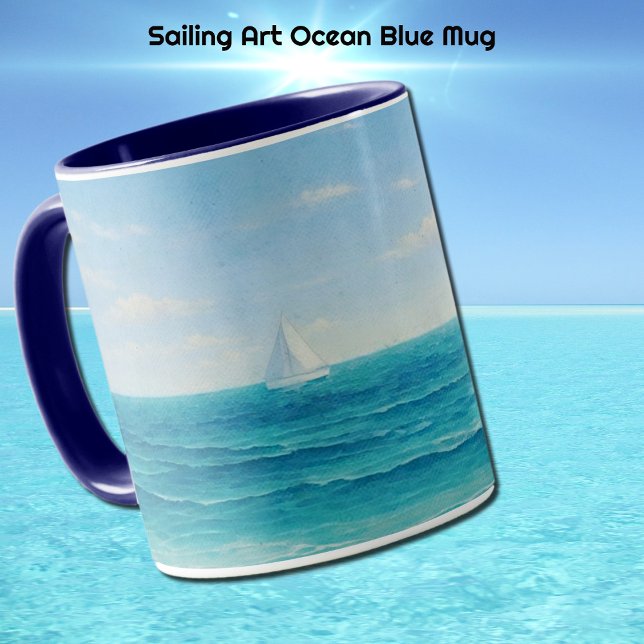 Copa de velero Ocean Blue Mug (Sailing Sailboat Ocean Art Mug)