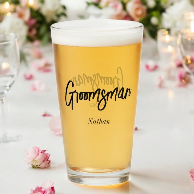 Copa de vidrio Boda blanco Groomsman (Subido por el creador)
