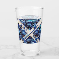 Copa de vidrio con diseño de fragmentos escoceses