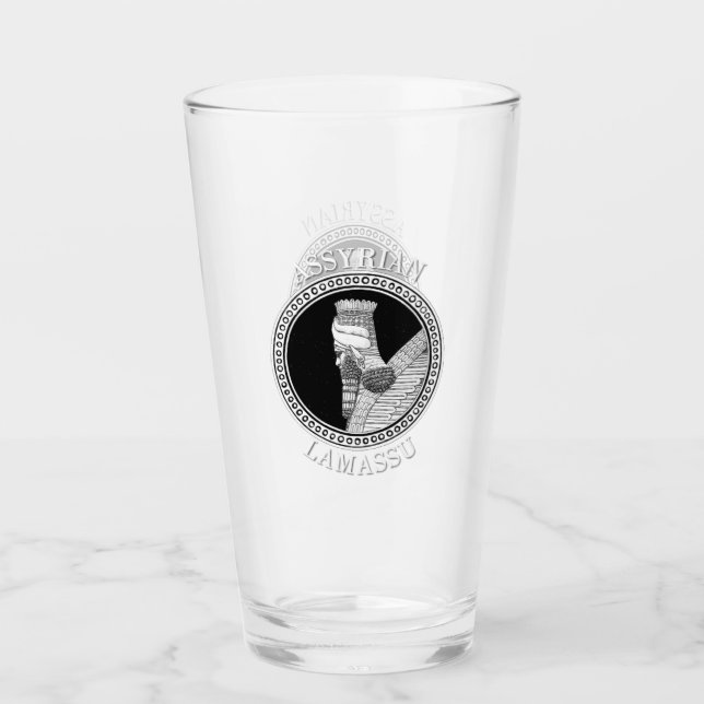 Copa de vidrio con el logotipo de Lamassu (Anverso)