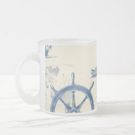 Copa de vidrio con elementos marinos