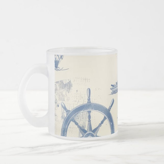 Copa de vidrio con elementos marinos (Izquierda)