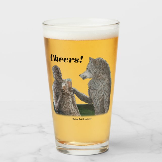 Copa de Vidrio de Arte Fantasía de Mamá y Werewolf (Anverso (lleno))