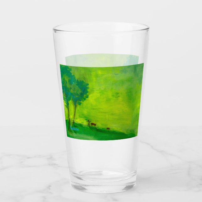 Copa de Vidrio de Naturaleza Verde (Anverso)