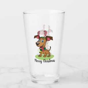 Copa de Vidrio de Perro de navidad