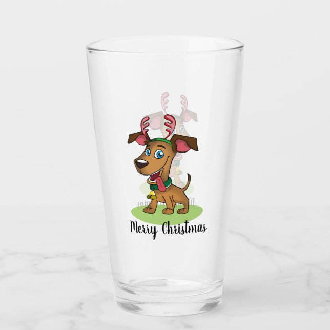 Copa de Vidrio de Perro de navidad (Anverso)