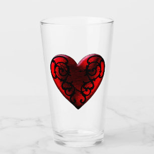 Copa de Vidrio del Corazón Rojo de Gótico Filigree