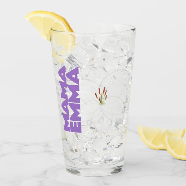 Copa de vidrio floral personalizada con diseño lir (Anverso (hielo))