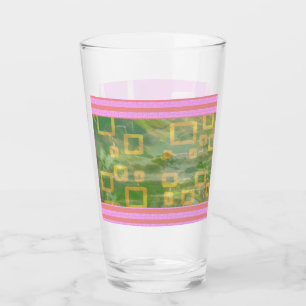 Copa de vidrio geométrico verde rosa