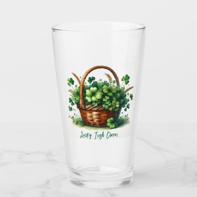 Copa de Vidrio Irlandés Lucky Clover de 4 hojas (Anverso)