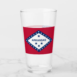 Copa de vidrio patriótica con bandera de Arkansas,