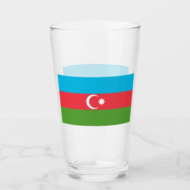 Copa de vidrio patriótica con bandera de Azerbaiyá (Anverso)