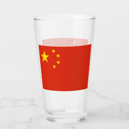Copa de vidrio patriótica con bandera de China