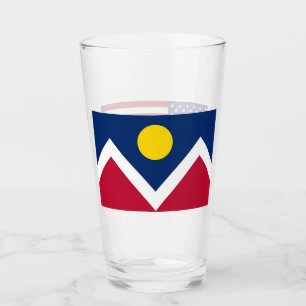 Copa de vidrio patriótica con bandera de Denver, E