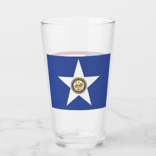 Copa de vidrio patriótica con bandera de Houston