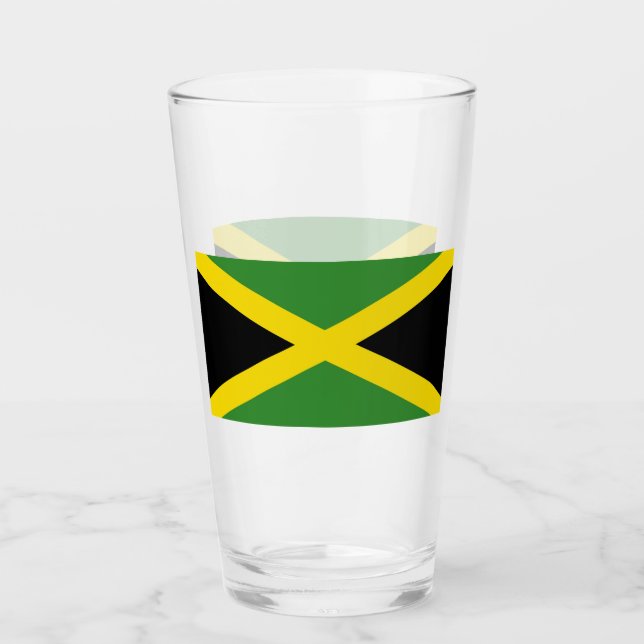 Copa de vidrio patriótica con bandera de Jamaica (Anverso)