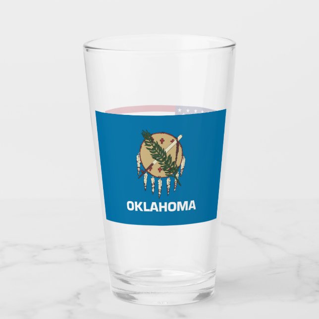 Copa de vidrio patriótica con bandera de Oklahoma (Anverso)