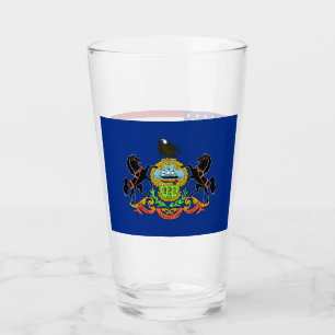 Copa de vidrio patriótica con bandera de Pensilvan