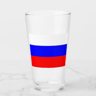 Copa de vidrio patriótica con bandera de Rusia