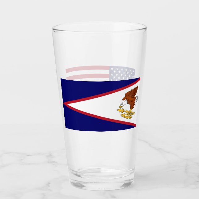 Copa de vidrio patriótica con bandera de Samoa Ame (Anverso)