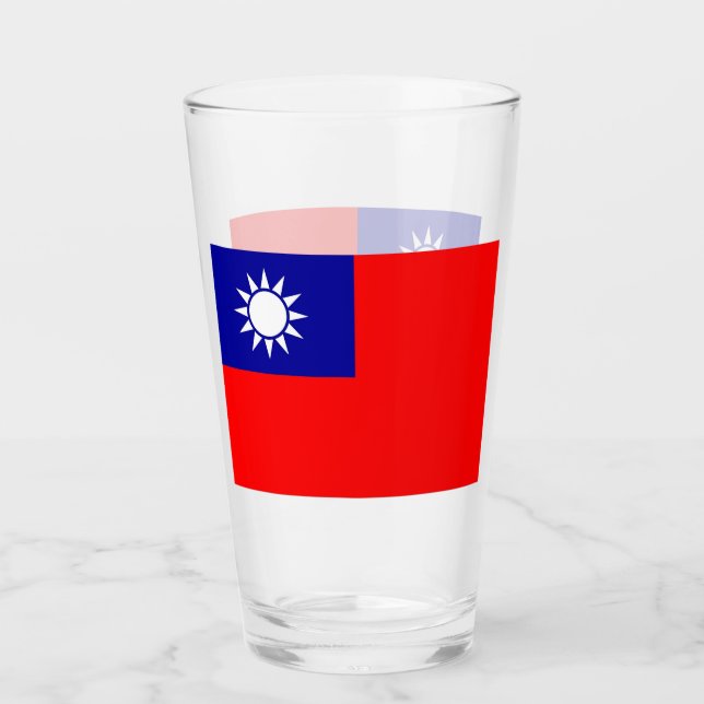 Copa de vidrio patriótica con bandera de Taiwán (Anverso)