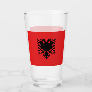 Copa de vidrio patriótico con bandera de Albania