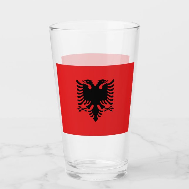 Copa de vidrio patriótico con bandera de Albania (Anverso)