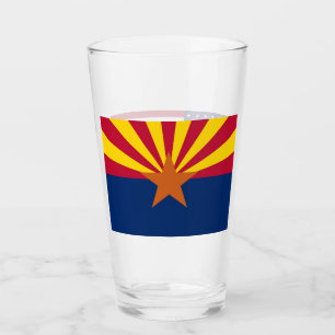 Copa de vidrio patriótico con bandera de Arizona,