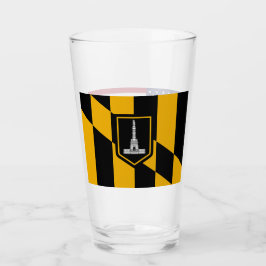 Copa de vidrio patriótico con bandera de Baltimore