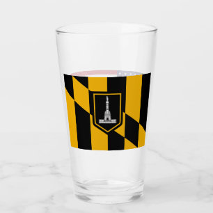Copa de vidrio patriótico con bandera de Baltimore