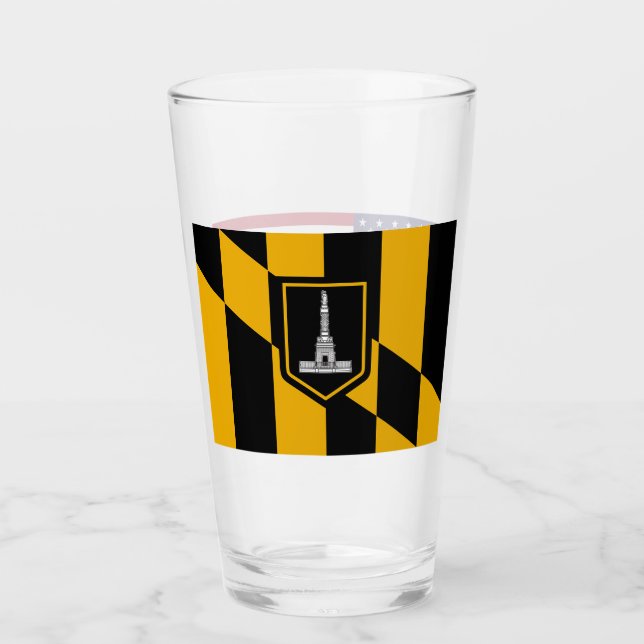 Copa de vidrio patriótico con bandera de Baltimore (Anverso)