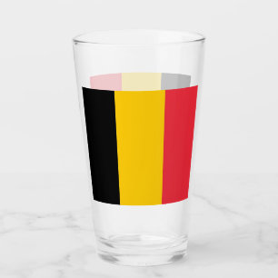 Copa de vidrio patriótico con bandera de Bélgica
