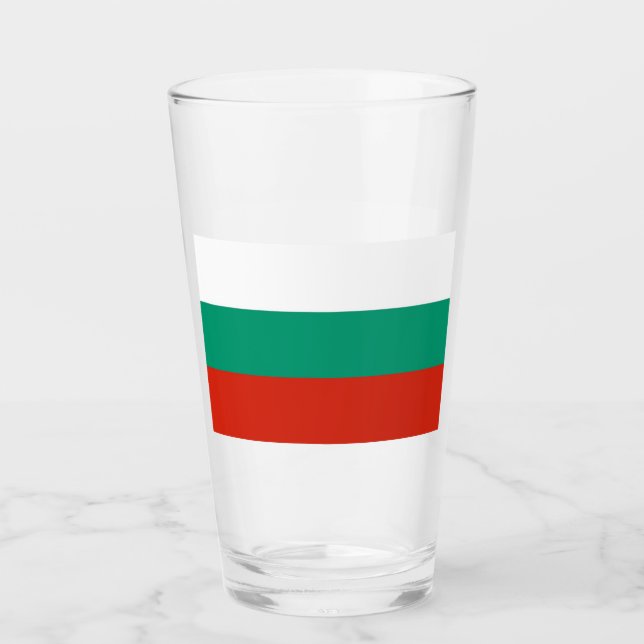 Copa de vidrio patriótico con bandera de Bulgaria (Anverso)