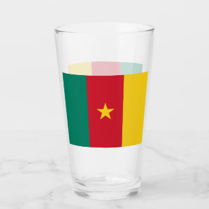 Copa de vidrio patriótico con bandera de Camerún