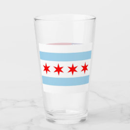 Copa de vidrio patriótico con bandera de Chicago