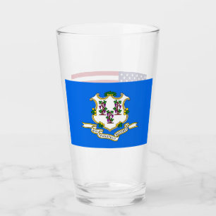 Copa de vidrio patriótico con bandera de Connectic