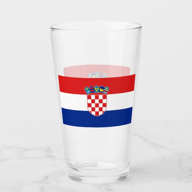 Copa de vidrio patriótico con bandera de Croacia (Anverso)