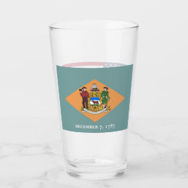 Copa de vidrio patriótico con bandera de Delaware