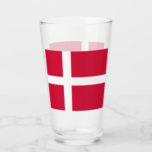 Copa de vidrio patriótico con bandera de Dinamarca
